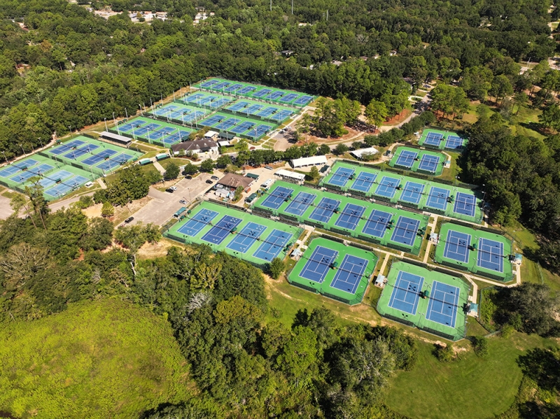 arial view of tennis courts